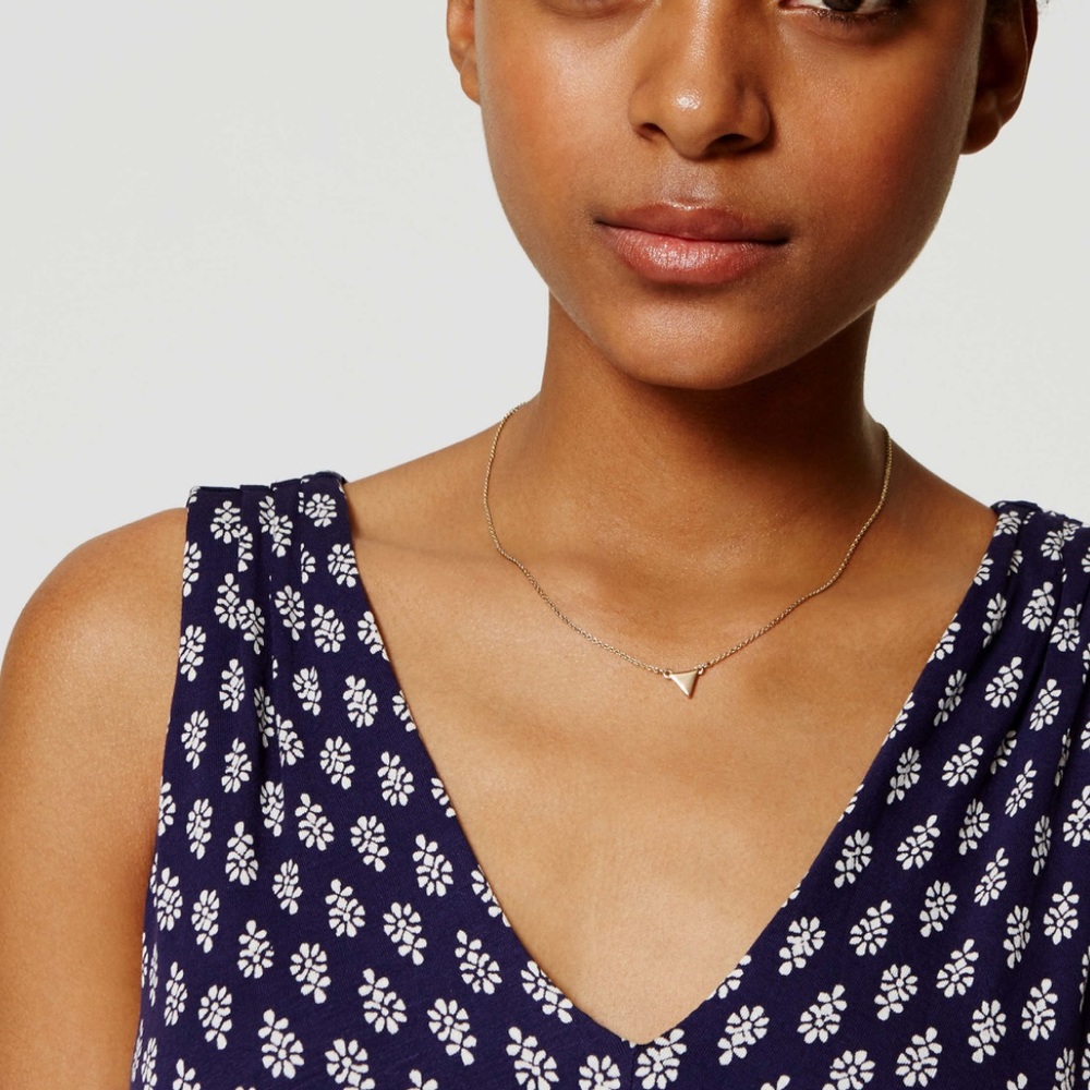 LOFT Blue Petaled Tie Double V Flare Dress